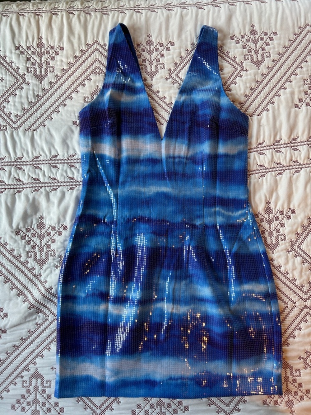RNWY Blue Sequined Lined Dress